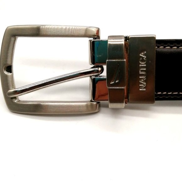 Nautica Womens Belt Brown Silver Buckle 1 Inch Wide Top Stitching 26‎ - Picture 2 of 6